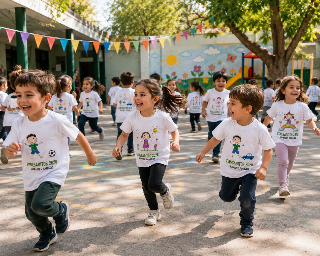 ¡Los chicos reciben las remeras y comienzan a disfrutar!